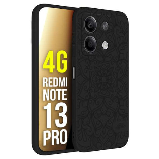 CUSTOMIZZA - Custodia cover nera morbida in tpu compatibile per Xiaomi Redmi Note 13 PRO 4G mandala nero fiore vedo non vedo donna