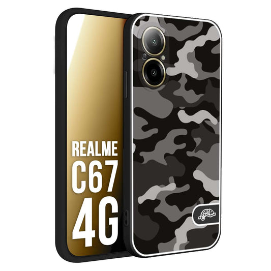 CUSTOMIZZA - Custodia cover nera morbida in tpu compatibile per Oppo C67 4G camouflage mimetico militare nero black grigio