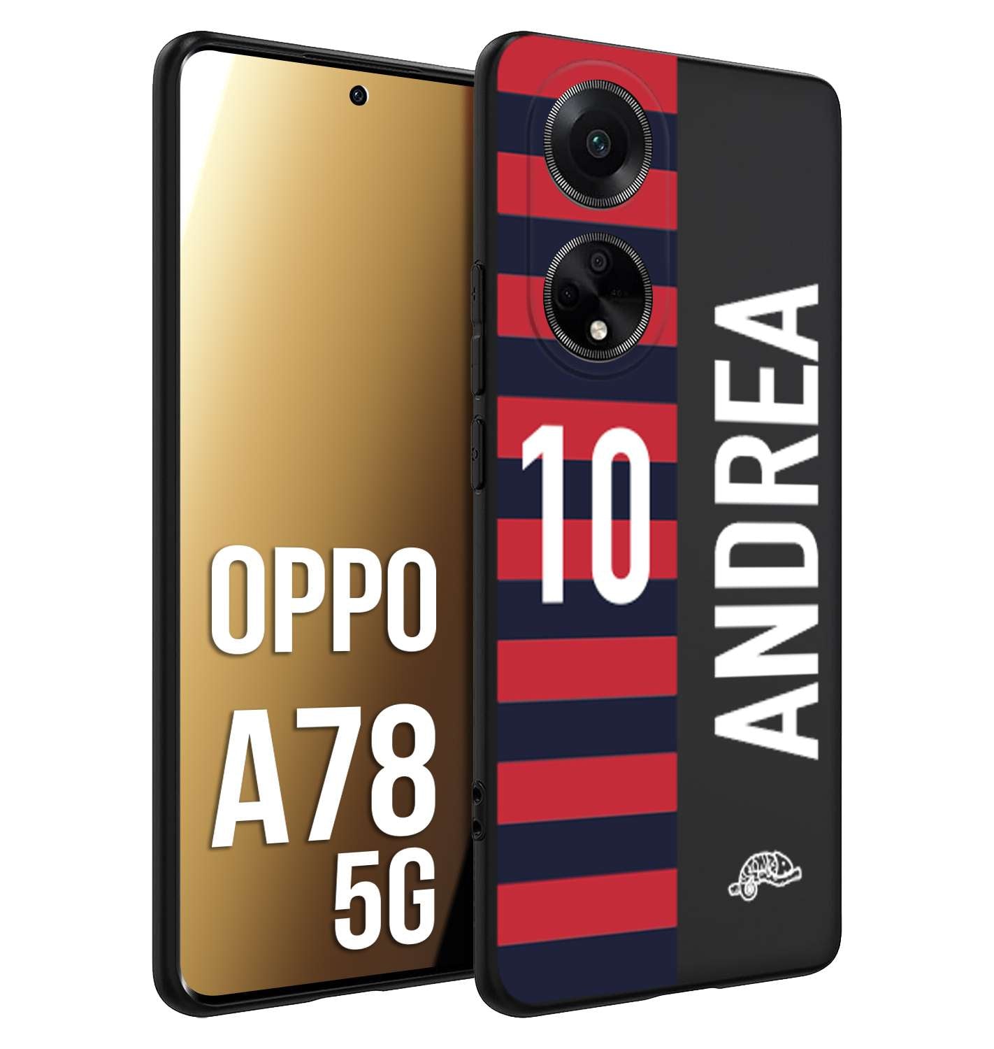 CUSTOMIZZA - Custodia cover nera morbida in tpu compatibile per Oppo A78 5G personalizzata calcio football nome e numero calciatori rossoblu