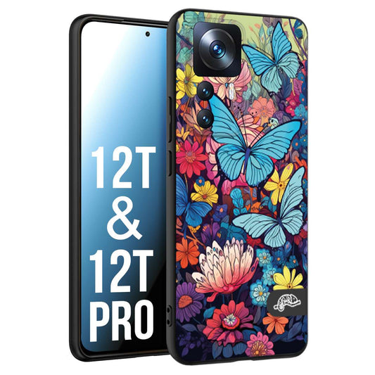 CUSTOMIZZA - Custodia cover nera morbida in tpu compatibile per Xiaomi Mi 10 LITE farfalle butterfly moderno donna disegnate gialla blu rosa