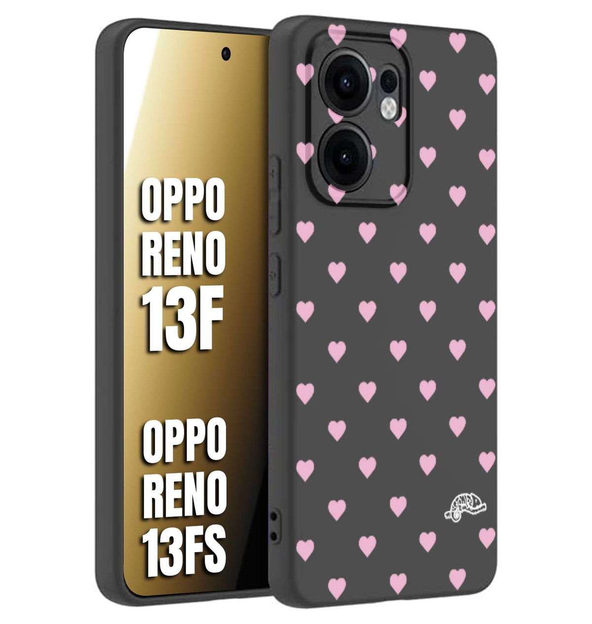 CUSTOMIZZA - Custodia cover nera morbida in tpu compatibile per Oppo Reno 13 F cuori pois rosa su nero donna pin up vintage
