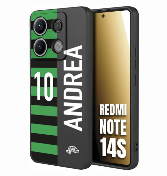 CUSTOMIZZA - Custodia cover nera morbida in tpu compatibile per Xiaomi Redmi Note 14S personalizzata calcio football nome e numero calciatori neroverde