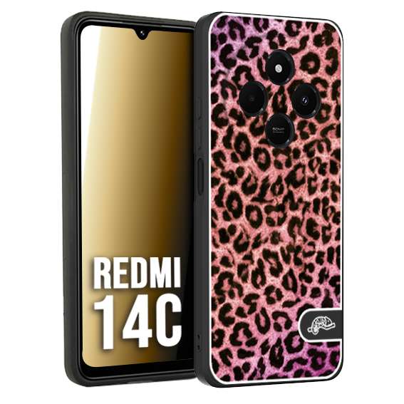 CUSTOMIZZA - Custodia cover nera morbida in tpu compatibile per Xiaomi Redmi 14C leopardato maculato donna rosa leopard