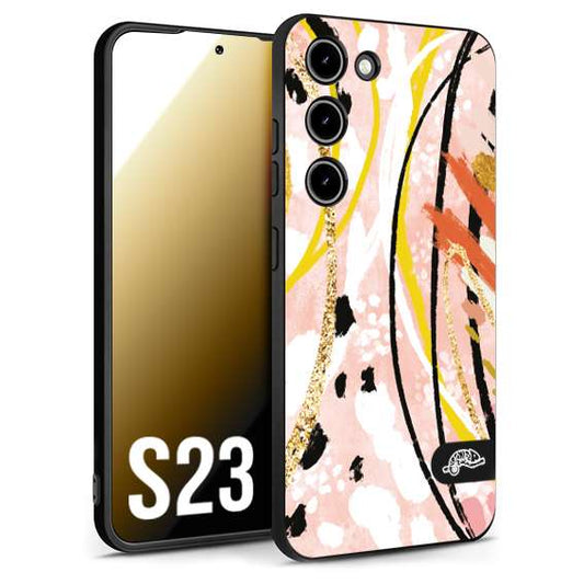 CUSTOMIZZA - Custodia cover nera morbida in tpu compatibile per Samsung S23 fiori astratti donna zebrato leopardato fantasia dorata gialla rosa colorata