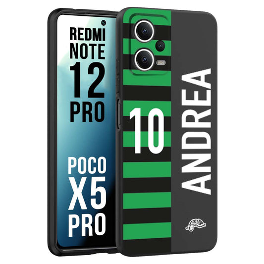 CUSTOMIZZA - Custodia cover nera morbida in tpu compatibile per Xiaomi Redmi Note 12 PRO - POCO X5 PRO personalizzata calcio football nome e numero calciatori neroverde