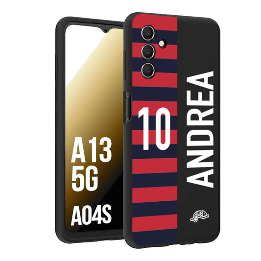 CUSTOMIZZA - Custodia cover nera morbida in tpu compatibile per Samsung A04S - A13 5G personalizzata calcio football nome e numero calciatori rossoblu