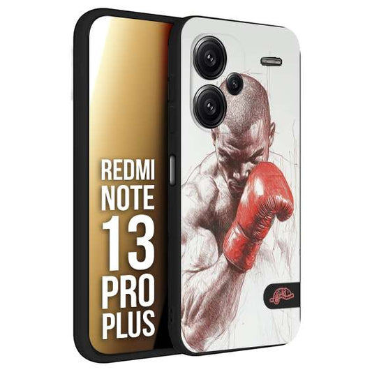 CUSTOMIZZA - Custodia cover nera morbida in tpu compatibile per Xiaomi Redmi Note 13 PRO PLUS pugilato pugili disegno tattoo guantoni box sport primo piano