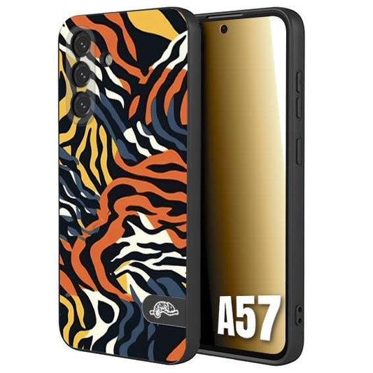CUSTOMIZZA - Custodia cover nera morbida in tpu compatibile per Samsung A57 leopardato maculato tigrato tiger colorata gialla blu arancio