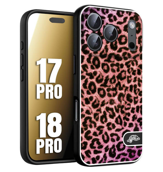 CUSTOMIZZA - Custodia cover nera morbida in tpu compatibile per iPhone 17 PRO - 18 PRO leopardato maculato donna rosa leopard