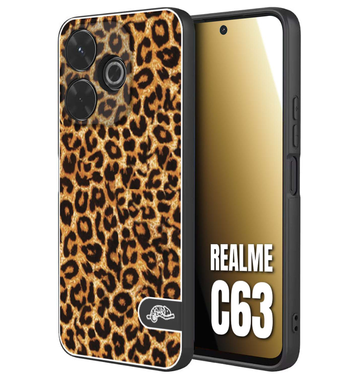 CUSTOMIZZA - Custodia cover nera morbida in tpu compatibile per Realme C63 leopardato maculato donna marrone leopard brown