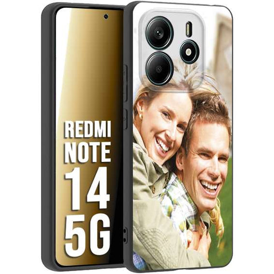 CUSTOMIZZA - Custodia cover nera morbida in tpu compatibile per Xiaomi Redmi Note 14 5G personalizzata con foto immagine scritta a piacere