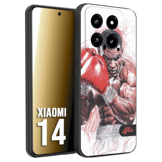 CUSTOMIZZA - Custodia cover nera morbida in tpu compatibile per Xiaomi 14 pugilato pugili disegno tattoo guantoni boxer pesi massimi iron mike
