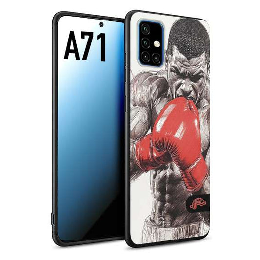 CUSTOMIZZA - Custodia cover nera morbida in tpu compatibile per Samsung A71 pugilato pugili disegno tattoo guantoni box pesi massimi gancio