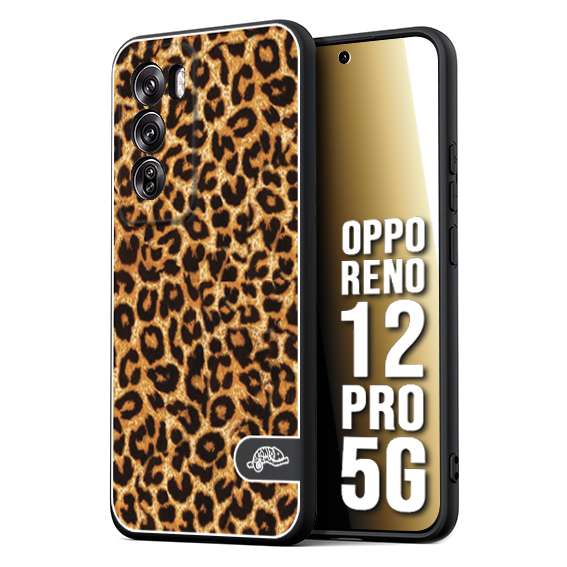CUSTOMIZZA - Custodia cover nera morbida in tpu compatibile per Oppo Reno 12 PRO 5G leopardato maculato donna marrone leopard brown