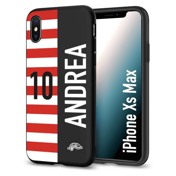CUSTOMIZZA - Custodia cover nera morbida in tpu compatibile per iPhone Xs Max personalizzata calcio football nome e numero calciatori bianco rossa