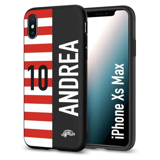 CUSTOMIZZA - Custodia cover nera morbida in tpu compatibile per iPhone Xs Max personalizzata calcio football nome e numero calciatori bianco rossa