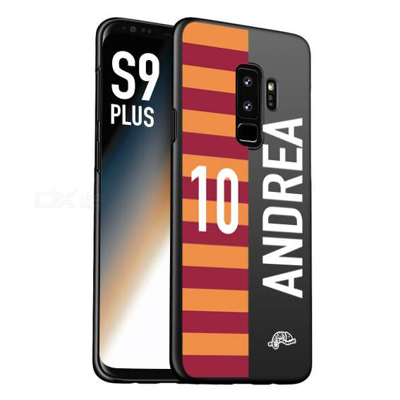 CUSTOMIZZA - Custodia cover nera morbida in tpu compatibile per Samsung S9 PLUS personalizzata calcio football nome e numero calciatori giallo rossi