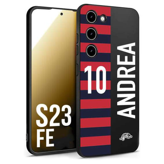 CUSTOMIZZA - Custodia cover nera morbida in tpu compatibile per Samsung S23 FE personalizzata calcio football nome e numero calciatori rossoblu