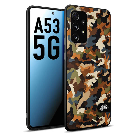 CUSTOMIZZA - Custodia cover nera morbida in tpu compatibile per Samsung A53 5G camouflage mimetico militare moderno blu marrone beige