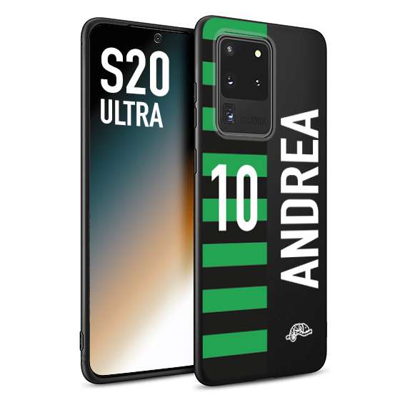 CUSTOMIZZA - Custodia cover nera morbida in tpu compatibile per Samsung S20 ULTRA personalizzata calcio football nome e numero calciatori neroverde