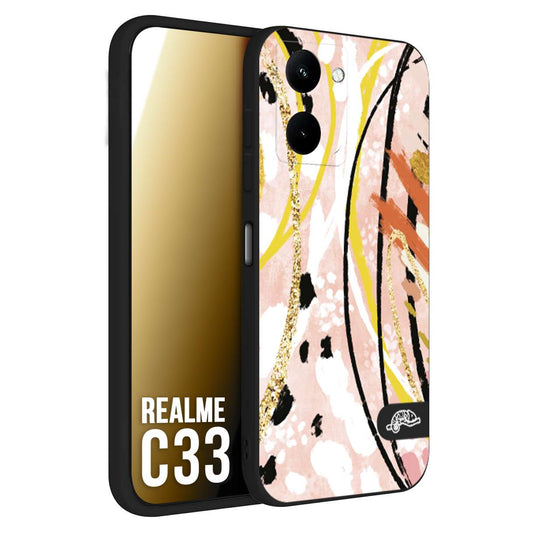 CUSTOMIZZA - Custodia cover nera morbida in tpu compatibile per Realme C33 fiori astratti donna zebrato leopardato fantasia dorata gialla rosa colorata