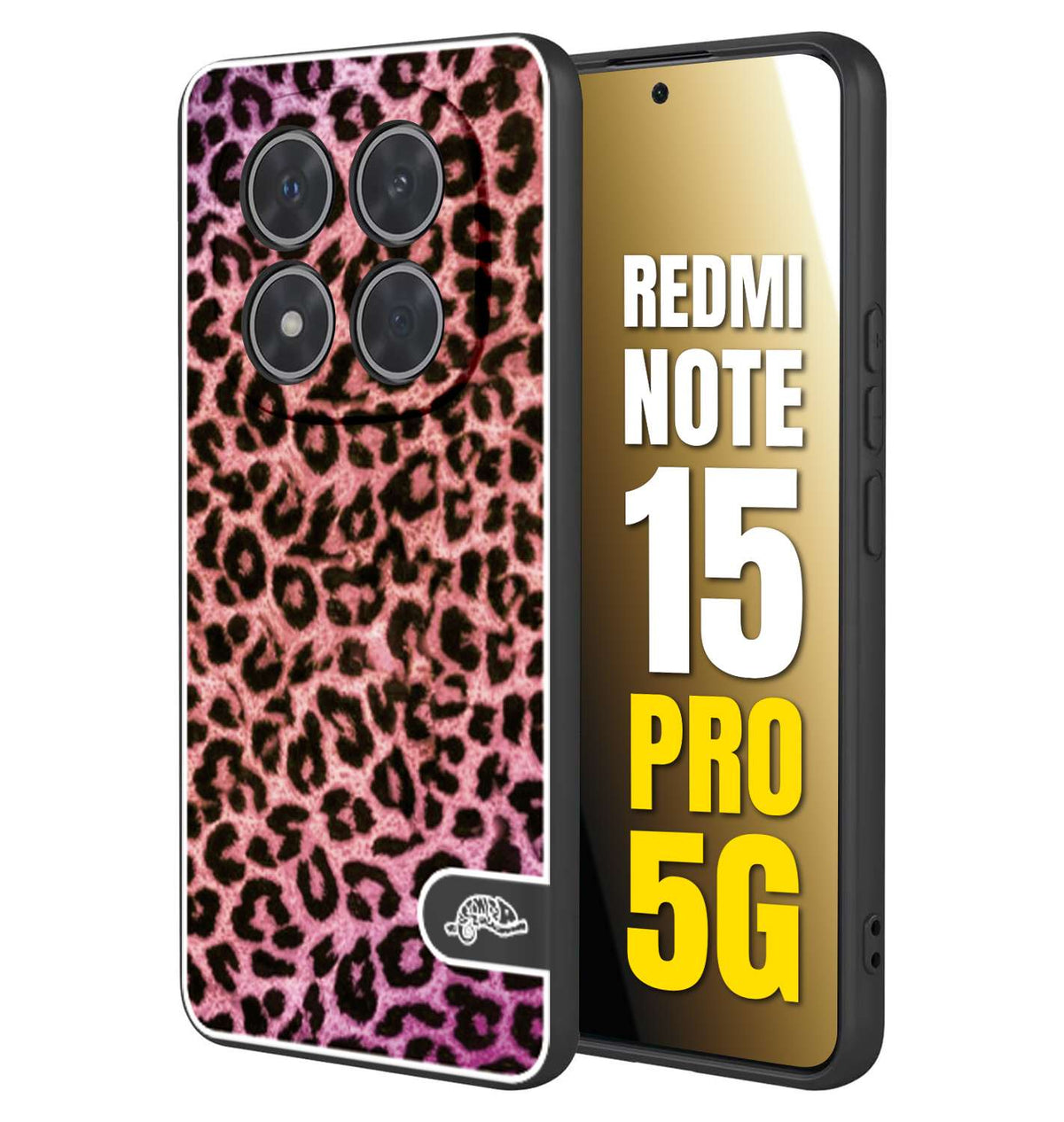 CUSTOMIZZA - Custodia cover nera morbida in tpu compatibile per Xiaomi Redmi Note 15 PRO 5G leopardato maculato donna rosa leopard