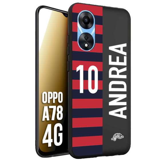 CUSTOMIZZA - Custodia cover nera morbida in tpu compatibile per Oppo A78 4G personalizzata calcio football nome e numero calciatori rossoblu