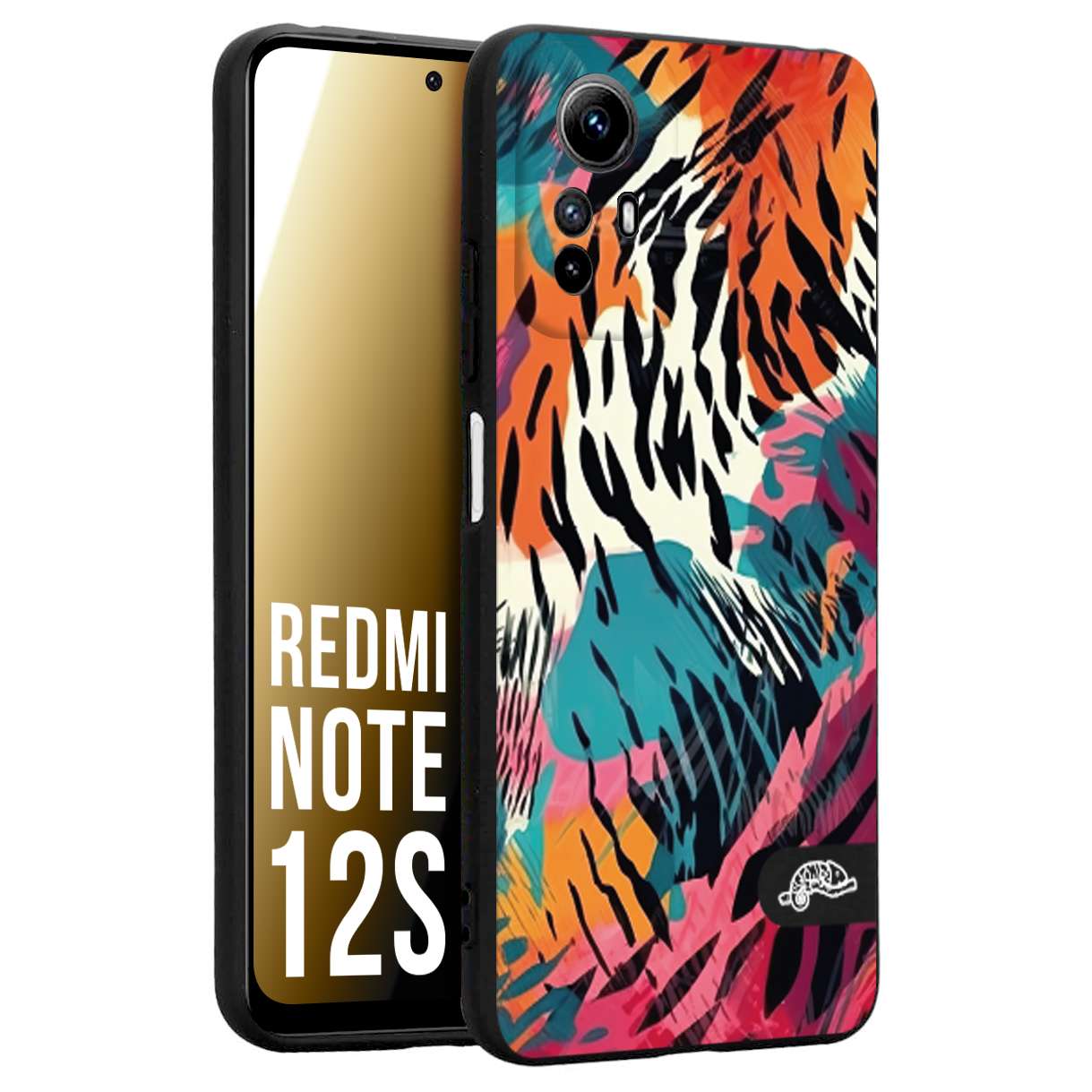 CUSTOMIZZA - Custodia cover nera morbida in tpu compatibile per Xiaomi Redmi Note 12S leopardato maculato tigrato tiger colorata summer color