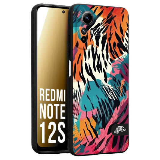 CUSTOMIZZA - Custodia cover nera morbida in tpu compatibile per Xiaomi Redmi Note 12S leopardato maculato tigrato tiger colorata summer color