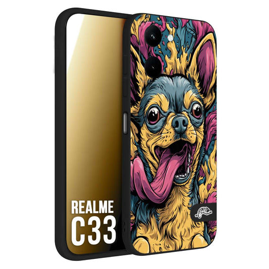 CUSTOMIZZA - Custodia cover nera morbida in tpu compatibile per Realme C33 Chihuahua illustrazione cane pop art cane street art cartone animato