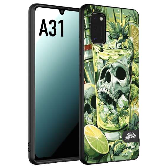 CUSTOMIZZA - Custodia cover nera morbida in tpu compatibile per Samsung A31 Mojito cocktail teschio illustrazione drink lime menta ghiacci tropicale street art