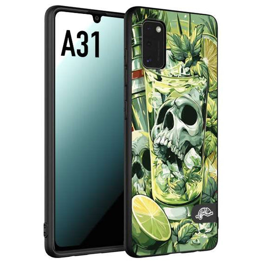 CUSTOMIZZA - Custodia cover nera morbida in tpu compatibile per Samsung A31 Mojito cocktail teschio illustrazione drink lime menta ghiacci tropicale street art