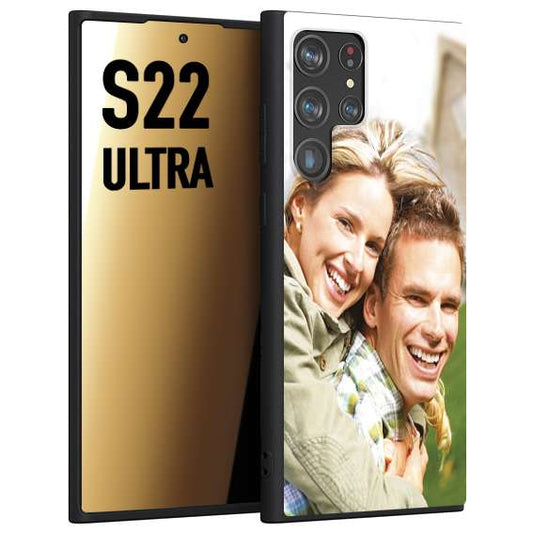 CUSTOMIZZA - Custodia cover nera morbida in tpu compatibile per Samsung S22 ULTRA personalizzata con foto immagine scritta a piacere