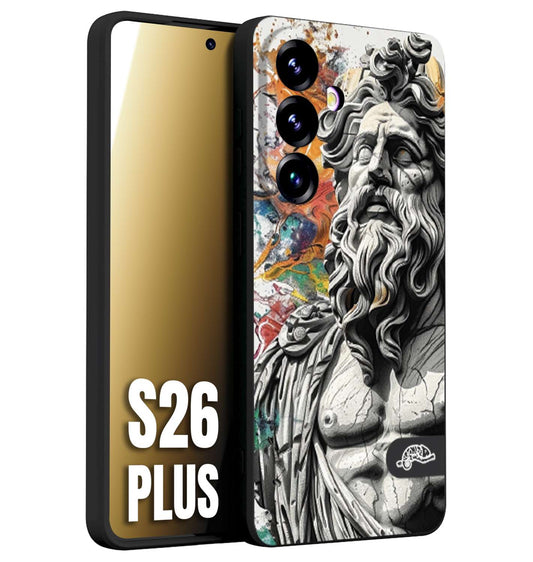 CUSTOMIZZA - Custodia cover nera morbida in tpu compatibile per Samsung S26 PLUS statua colorata moderna antico tattoo splash color