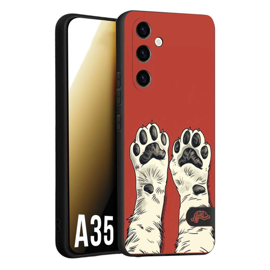 CUSTOMIZZA - Custodia cover nera morbida in tpu compatibile per Samsung A35 5G zampe di gatto cat paws rossa red disegnata fumetto cartoon