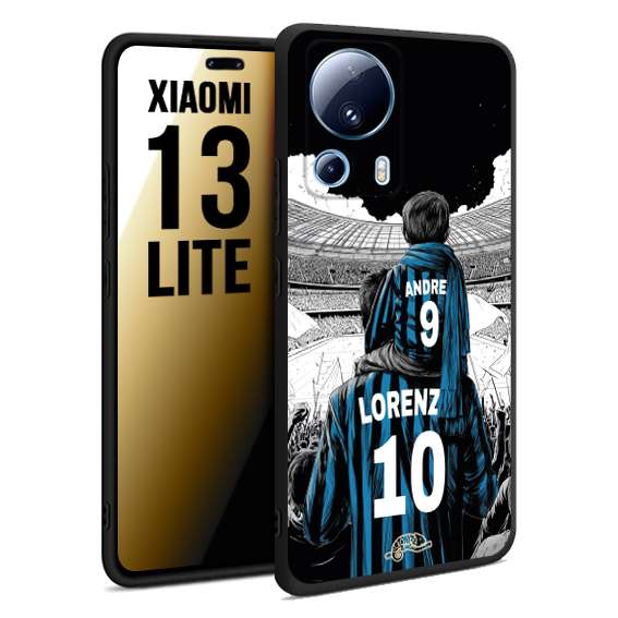 CUSTOMIZZA - Custodia cover nera morbida in tpu compatibile per Xiaomi 13 LITE personalizzata calcio football padre e figlio calciatori nerazzurra