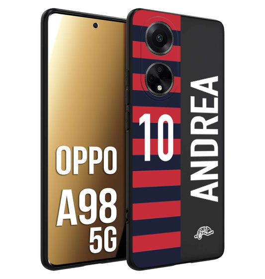 CUSTOMIZZA - Custodia cover nera morbida in tpu compatibile per Oppo A98 5G personalizzata calcio football nome e numero calciatori rossoblu