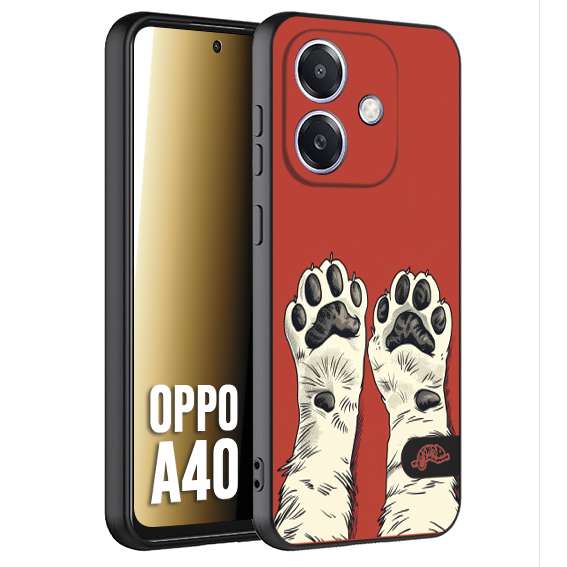 CUSTOMIZZA - Custodia cover nera morbida in tpu compatibile per Oppo A40 zampe di gatto cat paws rossa red disegnata fumetto cartoon