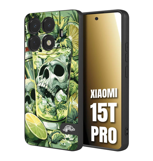 CUSTOMIZZA - Custodia cover nera morbida in tpu compatibile per Xiaomi 15T PRO Mojito cocktail teschio illustrazione drink lime menta ghiacci tropicale street art