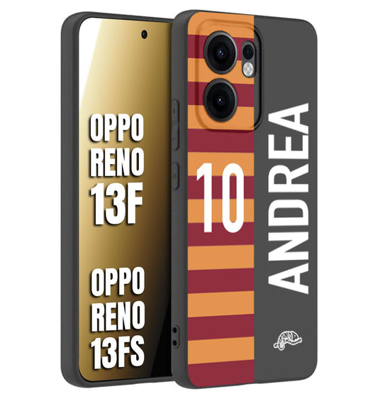 CUSTOMIZZA - Custodia cover nera morbida in tpu compatibile per Oppo Reno 13 F personalizzata calcio football nome e numero calciatori giallo rossi