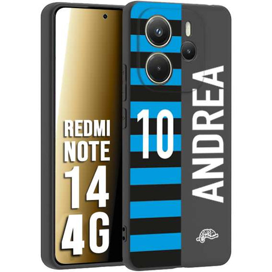 CUSTOMIZZA - Custodia cover nera morbida in tpu compatibile per Xiaomi Redmi Note 14 4G personalizzata calcio football nome e numero calciatori nerazzurra