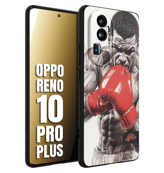 CUSTOMIZZA - Custodia cover nera morbida in tpu compatibile per Oppo Reno 10 PRO PLUS pugilato pugili disegno tattoo guantoni box pesi massimi gancio