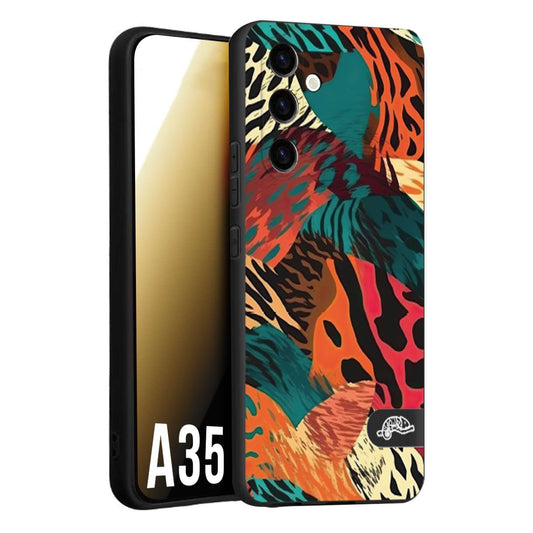 CUSTOMIZZA - Custodia cover nera morbida in tpu compatibile per Samsung A35 5G leopardato tigrato tiger colorata summer arancio verde fucsia