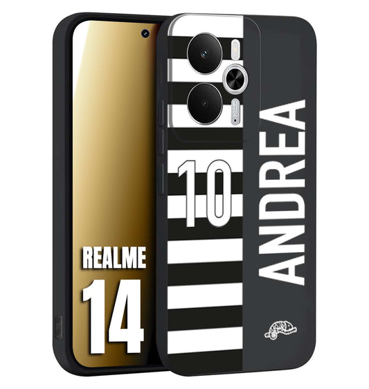CUSTOMIZZA - Custodia cover nera morbida in tpu compatibile per Realme 14 5G personalizzata calcio football nome e numero calciatori bianconera