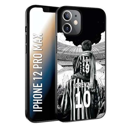 CUSTOMIZZA - Custodia cover nera morbida in tpu compatibile per iPhone 12 PRO MAX personalizzata calcio football nome e numero calciatori bianconeri bianca e nera