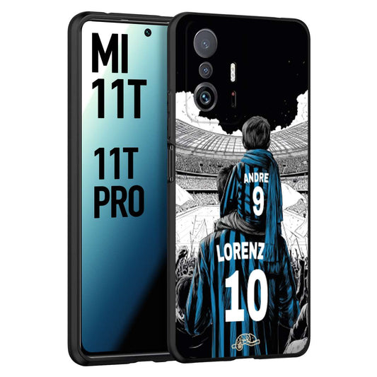 CUSTOMIZZA - Custodia cover nera morbida in tpu compatibile per Xiaomi Mi 11T - Mi 11T PRO personalizzata calcio football padre e figlio calciatori nerazzurra
