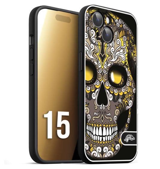 CUSTOMIZZA - Custodia cover nera morbida in tpu compatibile per iPhone 15 effetto marmo marble verde green venature dorato pietra