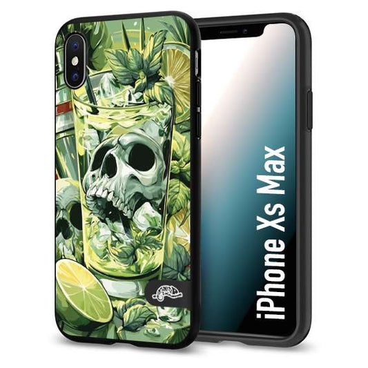 CUSTOMIZZA - Custodia cover nera morbida in tpu compatibile per iPhone XS MAX Mojito cocktail teschio illustrazione drink lime menta ghiacci tropicale street art