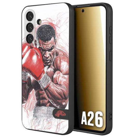 CUSTOMIZZA - Custodia cover nera morbida in tpu compatibile per Samsung A26 pugilato pugili disegno tattoo guantoni boxer pesi massimi iron mike