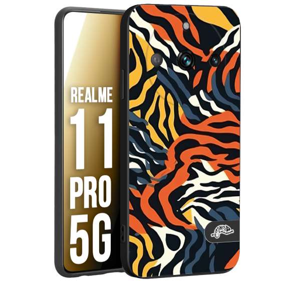 CUSTOMIZZA - Custodia cover nera morbida in tpu compatibile per Oppo Realme 11 PRO 5G leopardato maculato tigrato tiger colorata gialla blu arancio